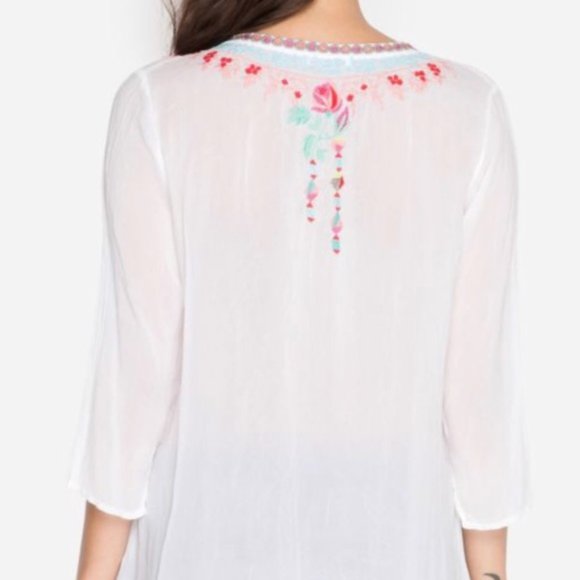 Johnny Was Dragonfly silk blouse top tunic  M - Picture 7 of 8